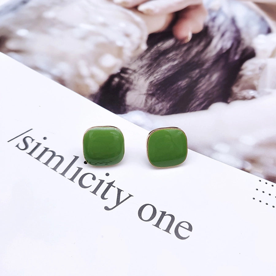 retro square arylic women's ear studs 1 pair