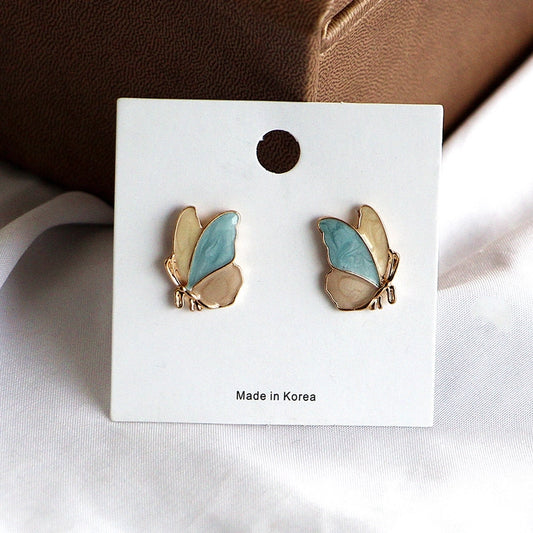 sweet butterfly alloy enamel ear studs