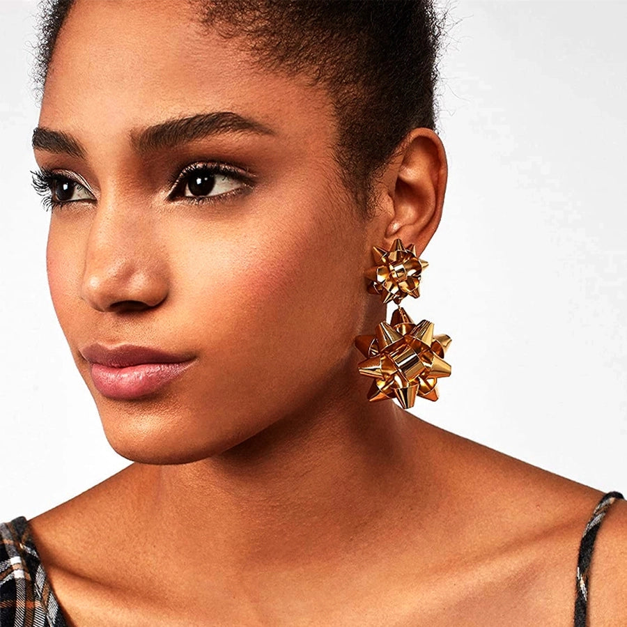 flower metal plating drop earrings