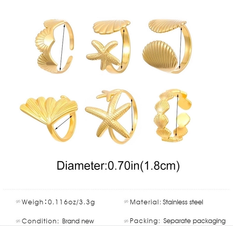 Shell Stainless Steel Open Rings