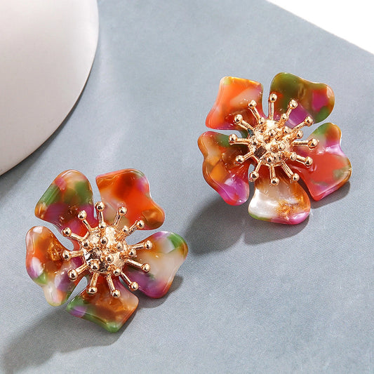 new acetate alloy exaggerated flower earrings