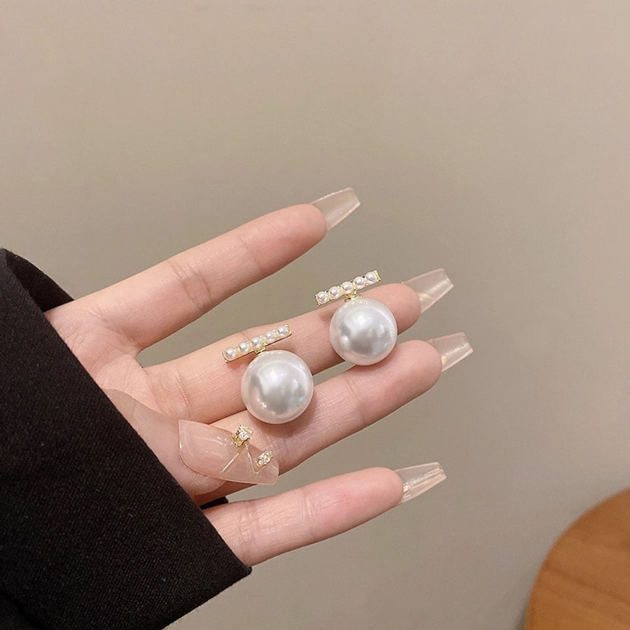 luxurious geometric pearl earrings