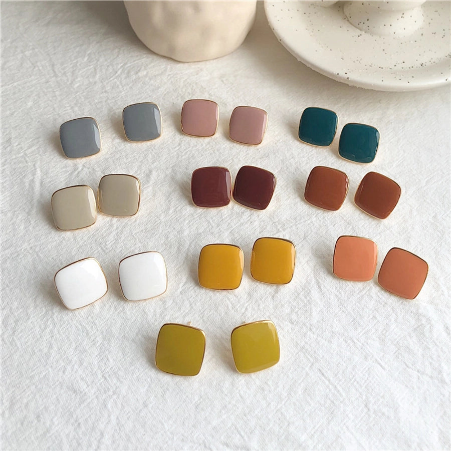 retro square arylic women's ear studs 1 pair