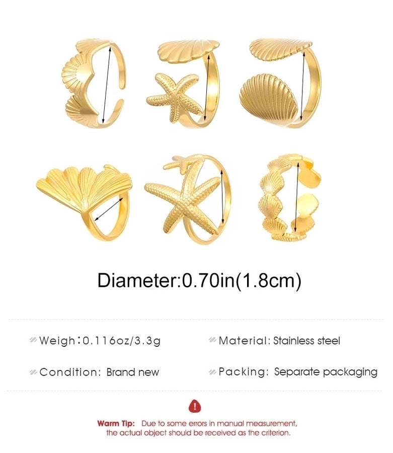 Shell Stainless Steel Open Rings