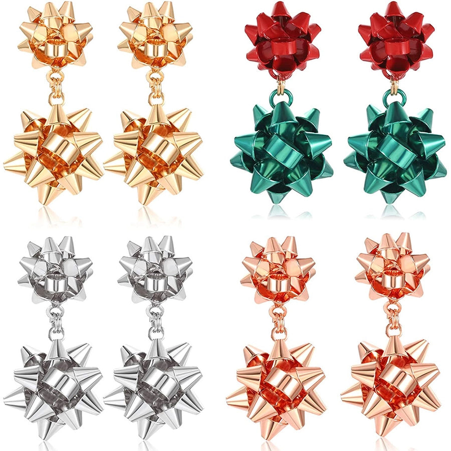 flower metal plating drop earrings